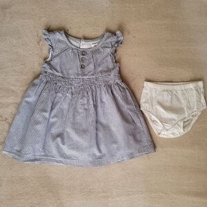 Carter's Blue/White Striped Baby Girl Flutter Sleeve Dress Size 18 Months